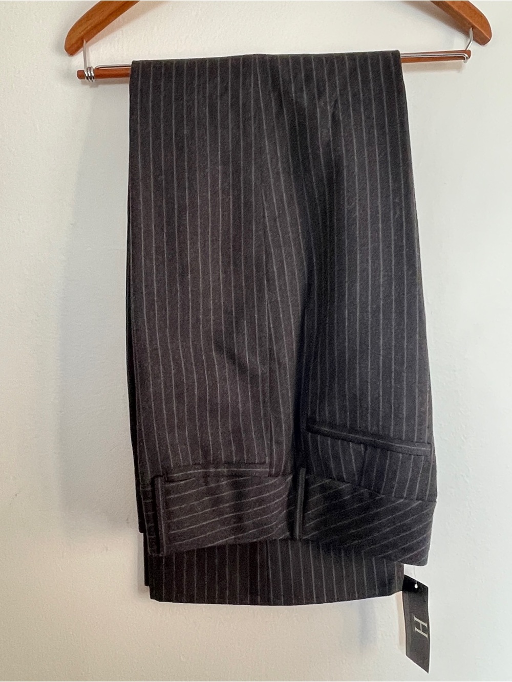 Black Pinstripe Wide Leg Dress Pants